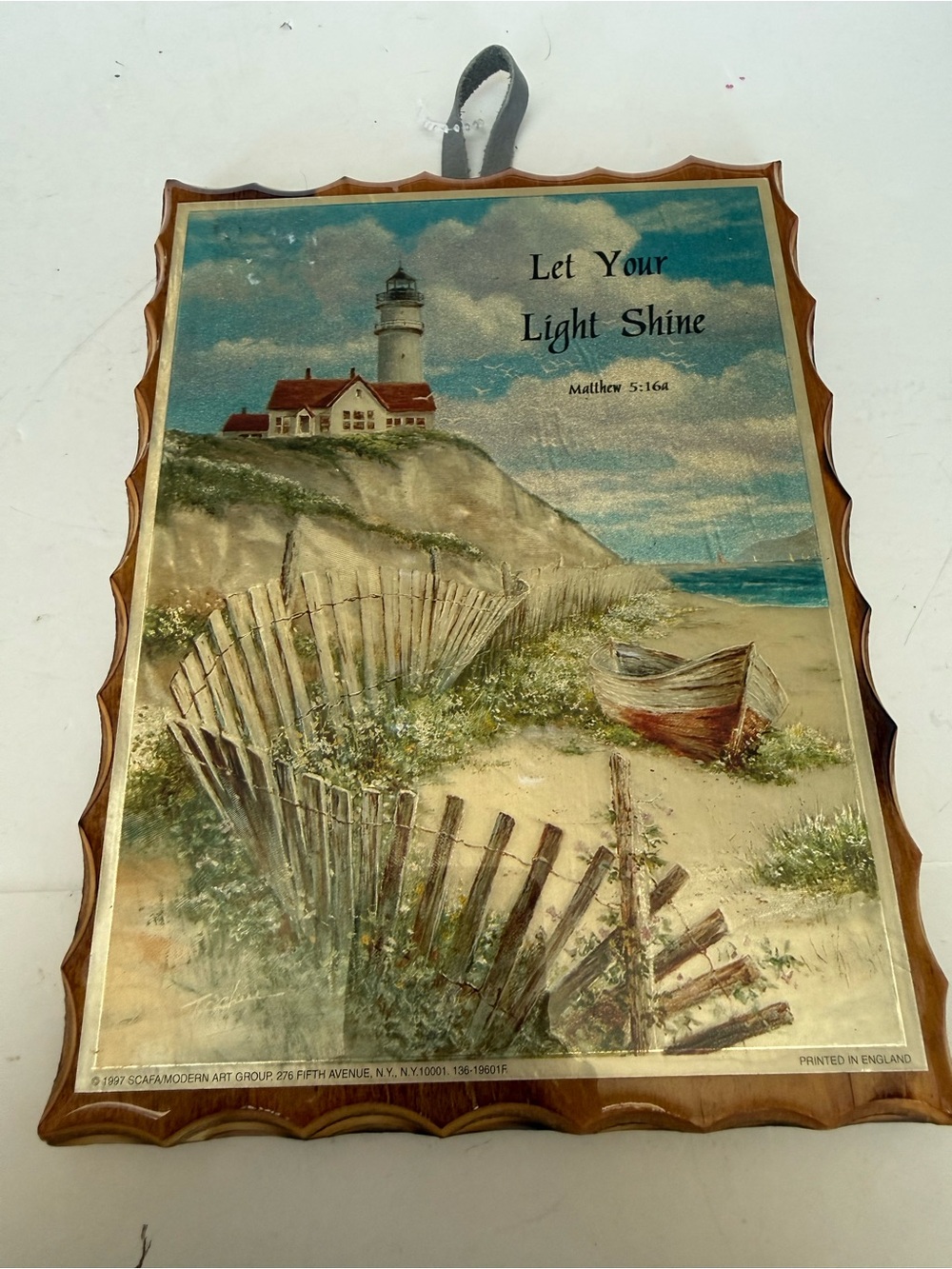 1997 Scafa Modern Art  "Let Your Light Shine" Beach House Lighthouse Lake Calif